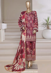 Sadabahar Stitched Printed Shimmered Cambric Summer Collection - 2025 (Maroon)
